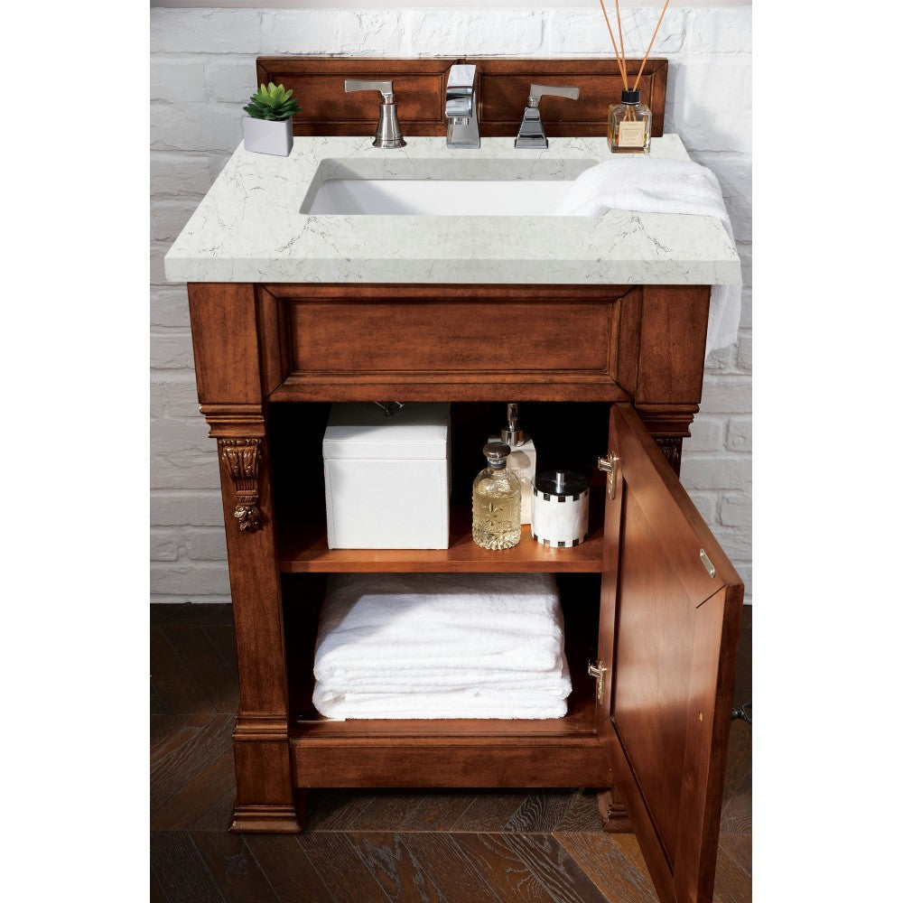 Brookfield 26" Single Vanity Warm Cherry w/ 3 CM Jasmine Pearl Quartz Top