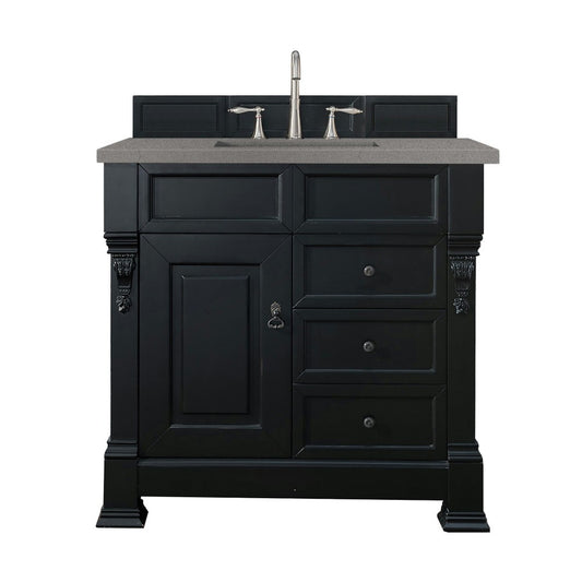 Brookfield 36" Single Vanity, Antique Black w/ 3 CM Gray Expo Quartz Top