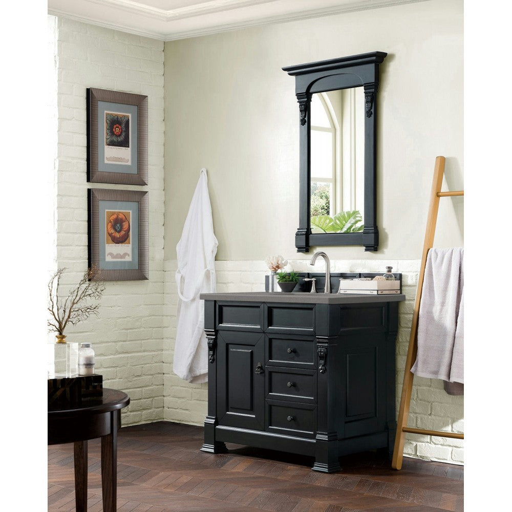 Brookfield 36" Single Vanity, Antique Black w/ 3 CM Gray Expo Quartz Top