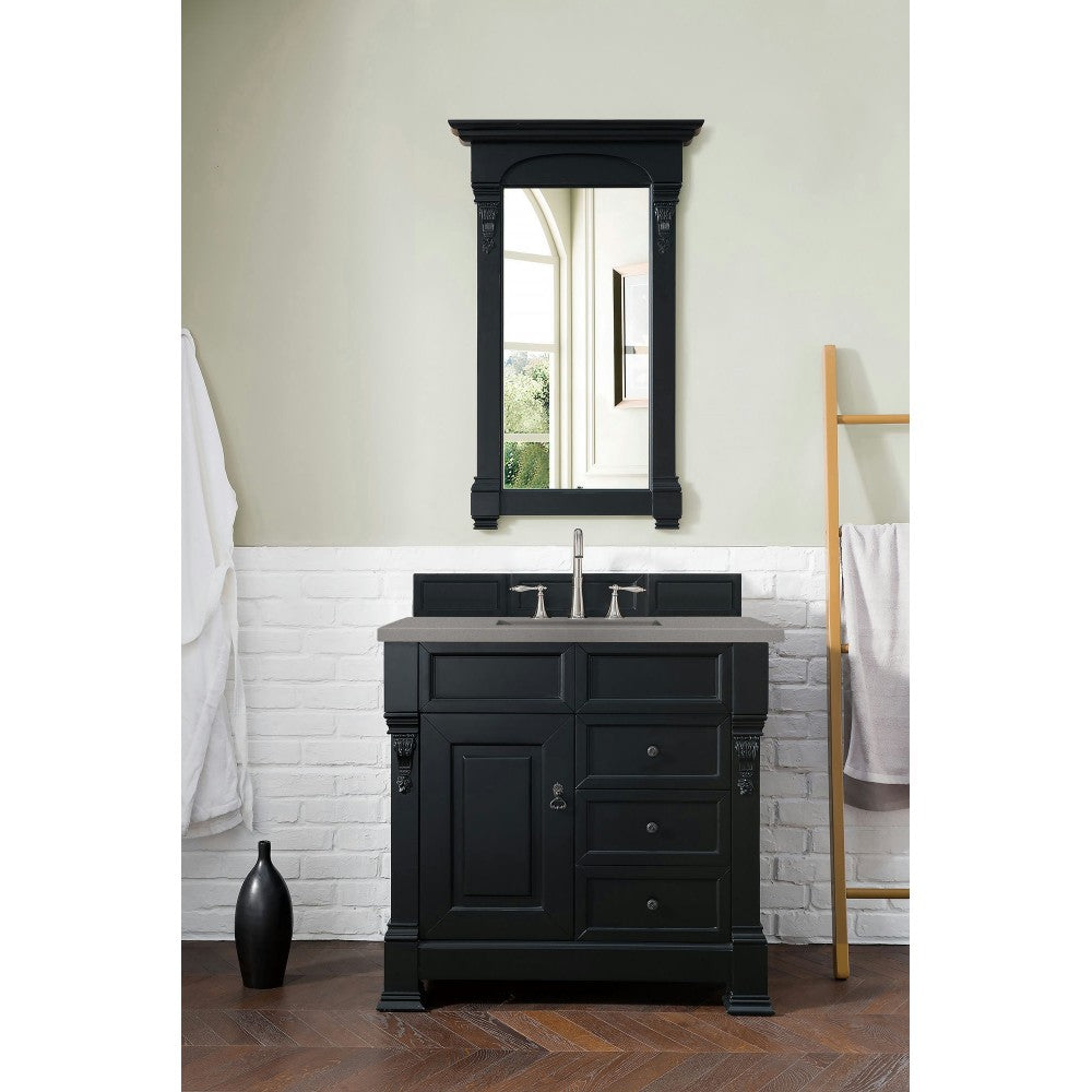 Brookfield 36" Single Vanity, Antique Black w/ 3 CM Gray Expo Quartz Top