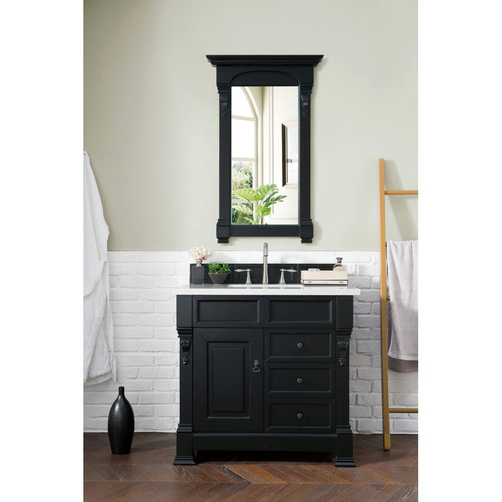 Brookfield 36" Single Vanity Antique Black w/ 3 CM Arctic Fall Solid Surface Top