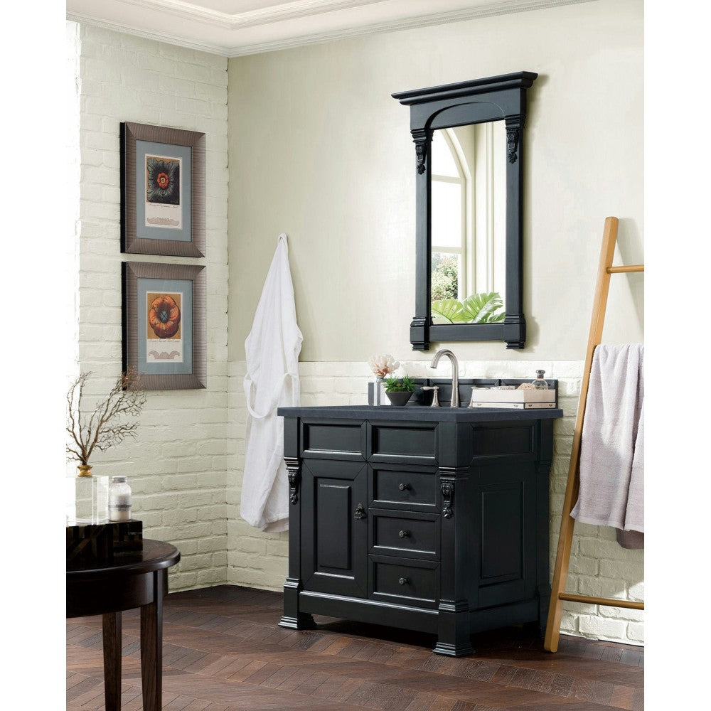 Brookfield 36" Single Vanity Antique Black w/ 3 CM Charcoal Soapstone Quartz Top