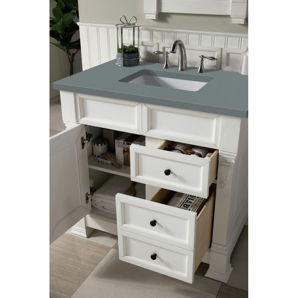 Brookfield 36" Single Vanity, Bright White w/ 3 CM Cala Blue Quartz Top