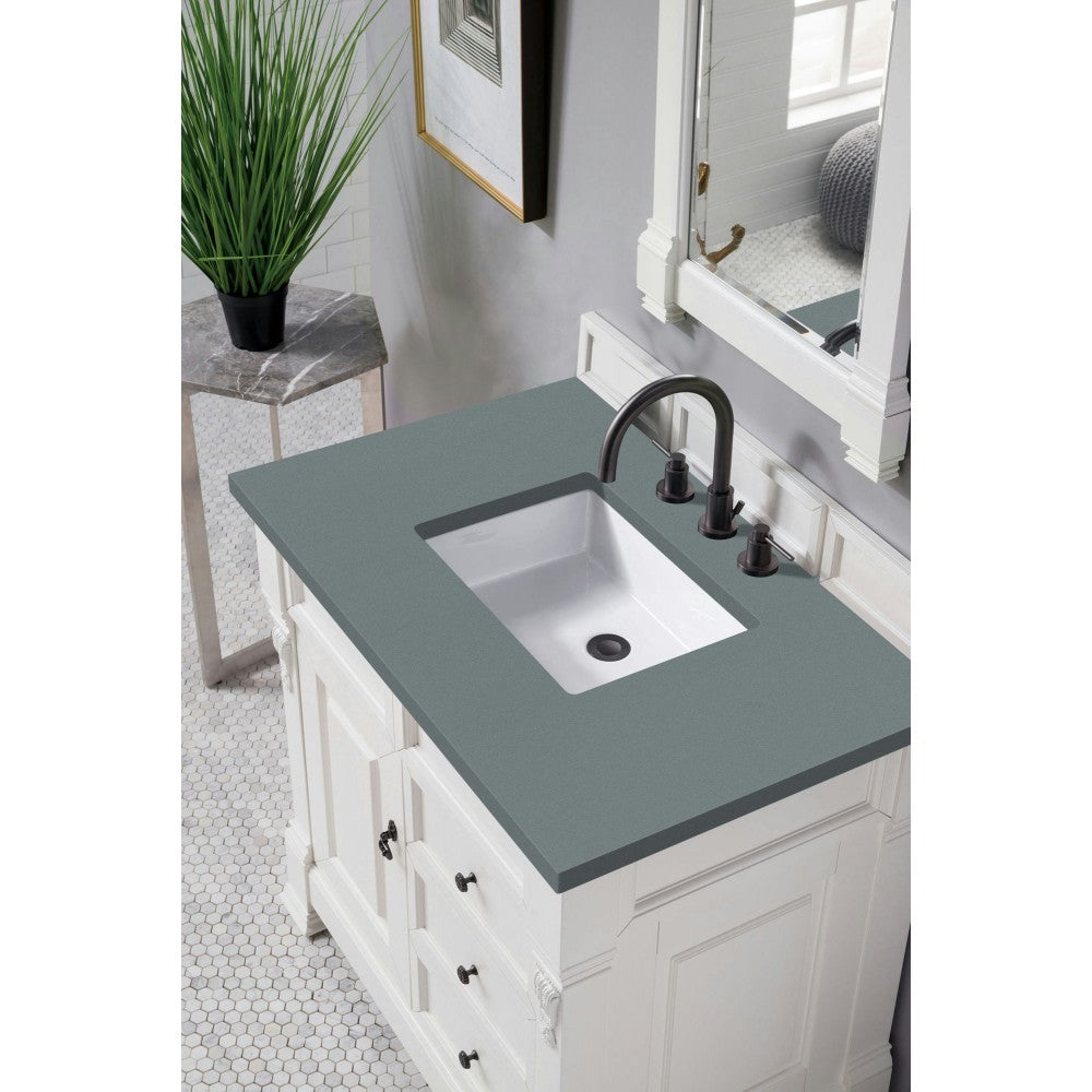 Brookfield 36" Single Vanity, Bright White w/ 3 CM Cala Blue Quartz Top