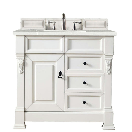 Brookfield 36" Single Vanity, Bright White w/ 3 CM Eternal Serena Quartz Top