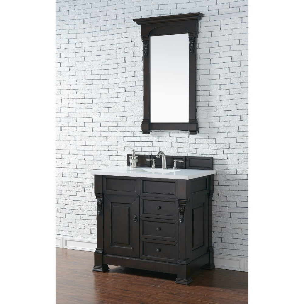 Brookfield 36" Single Vanity Burnished Mahogany w/ 3 CM Classic White Quartz Top