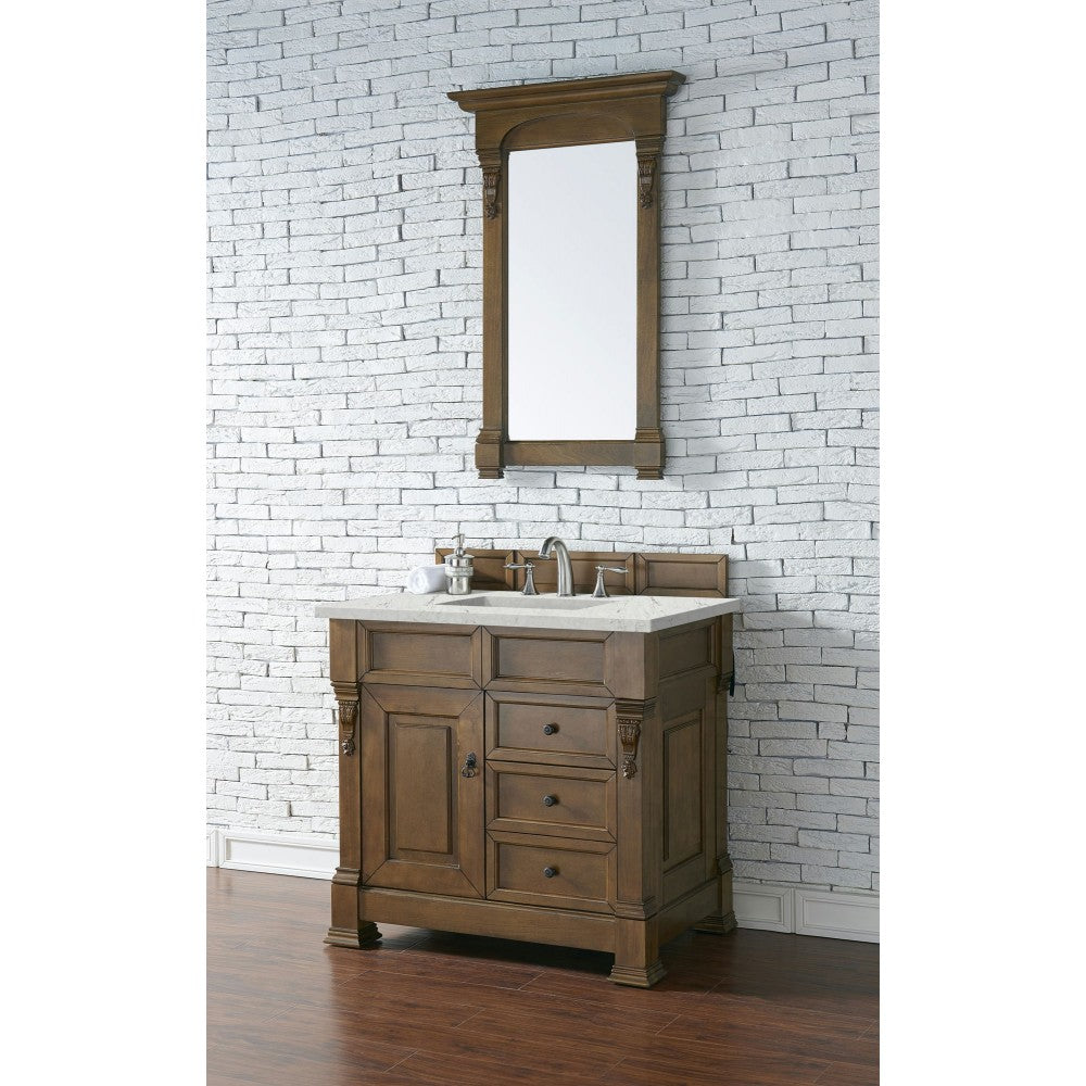 Brookfield 36" Single Vanity Country Oak w/ 3 CM Jasmine Pearl Quartz Top