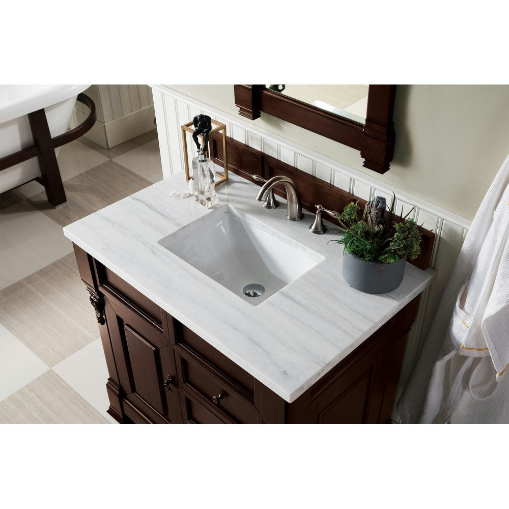 Brookfield 36" Single Vanity Mahogany w/3 CM Arctic Fall Solid Surface Top