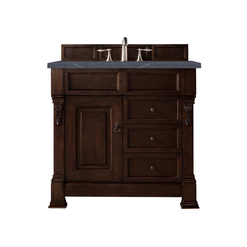 Brookfield 36" Single Vanity Mahogany w/3 CM Charcoal Soapstone Quartz Top