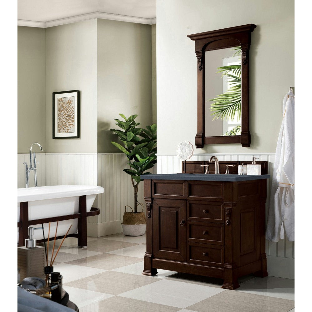 Brookfield 36" Single Vanity Mahogany w/3 CM Charcoal Soapstone Quartz Top