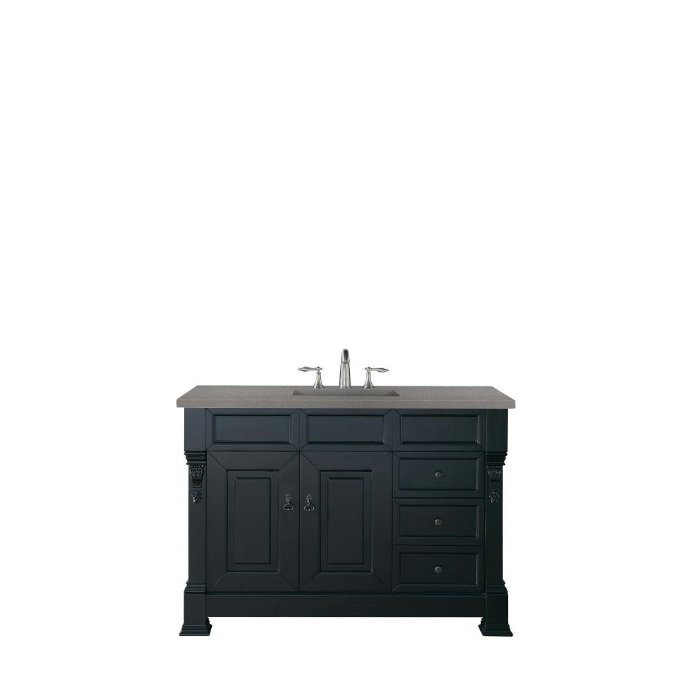 Brookfield 48" Single Vanity, Antique Black w/ 3 CM Gray Expo Quartz Top