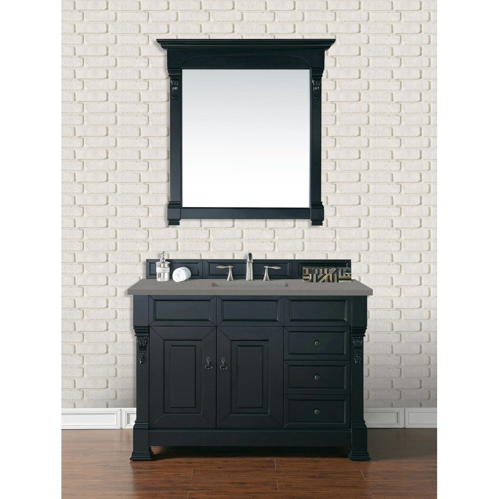 Brookfield 48" Single Vanity, Antique Black w/ 3 CM Gray Expo Quartz Top