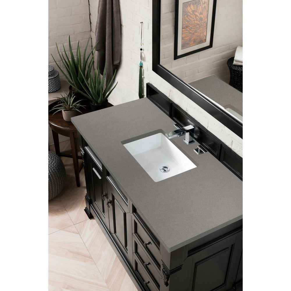 Brookfield 48" Single Vanity, Antique Black w/ 3 CM Gray Expo Quartz Top