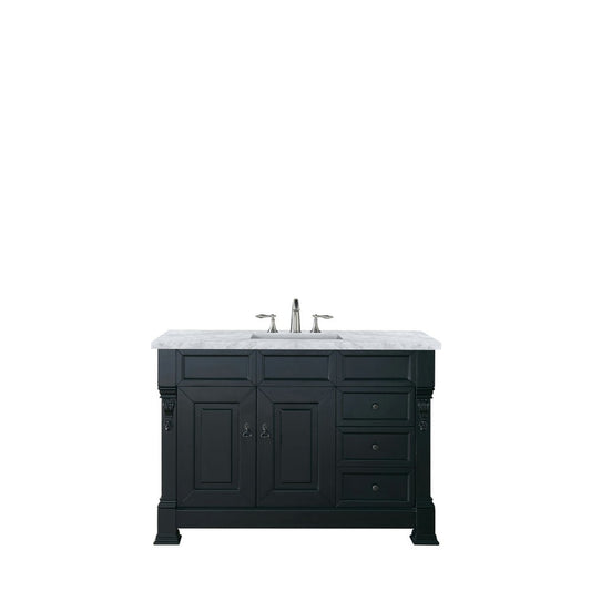 Brookfield 48" Single Vanity, Antique Black w/ 3 CM Carrara Marble Top