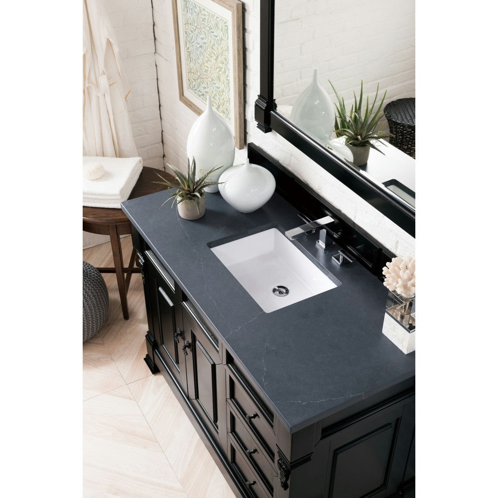 Brookfield 48" Single Vanity Antique Black w/ 3 CM Charcoal Soapstone Quartz Top