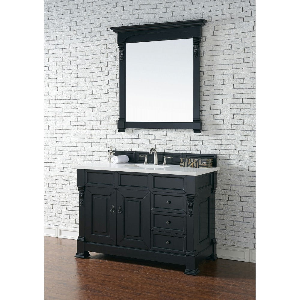 Brookfield 48" Single Vanity, Antique Black w/ 3 CM Classic White Quartz Top