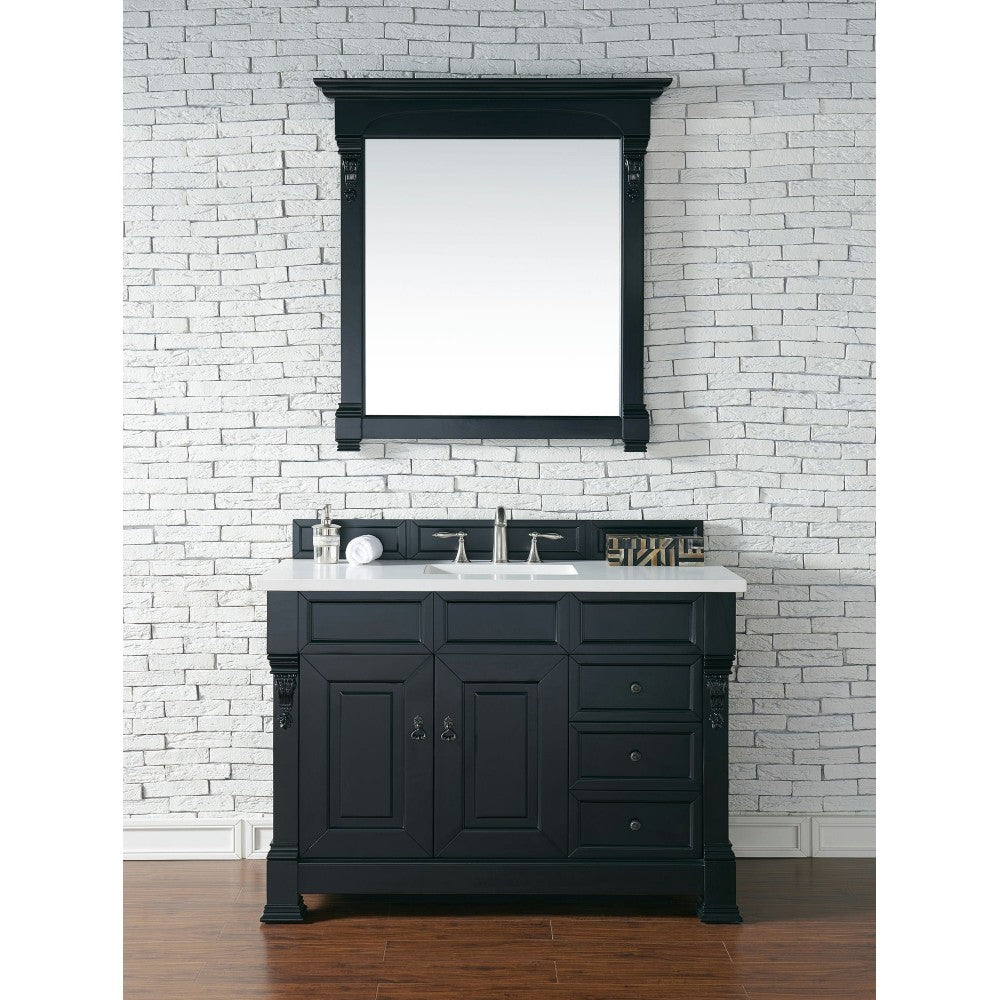 Brookfield 48" Single Vanity, Antique Black w/ 3 CM Classic White Quartz Top