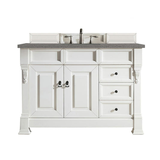 Brookfield 48" Single Vanity, Bright White w/ 3 CM Gray Expo Quartz Top