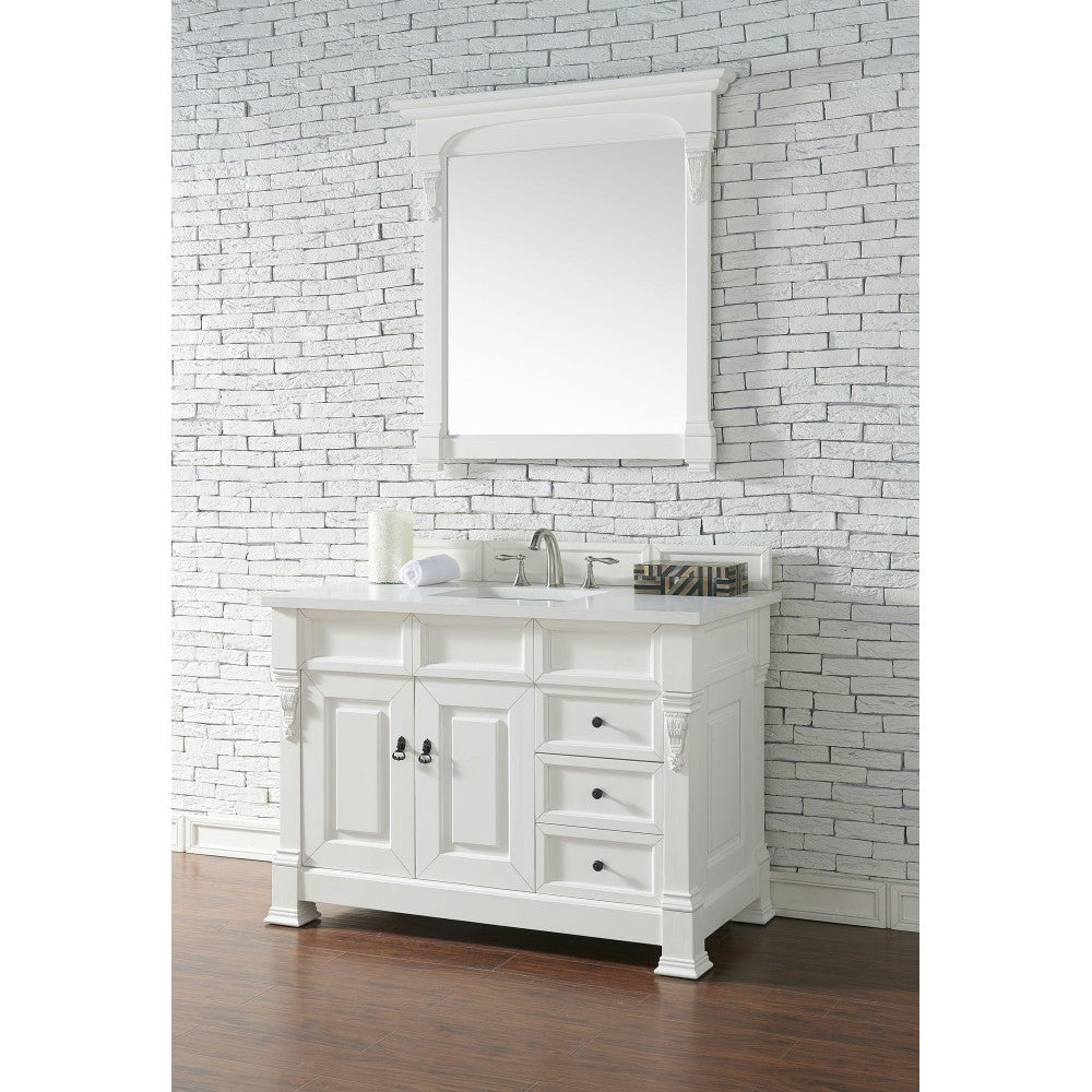 Brookfield 48" Single Vanity, Bright White w/ 3 CM Classic White Quartz Top