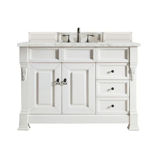 Brookfield 48" Single Vanity Bright White w/ 3 CM Jasmine Pearl Quartz Top