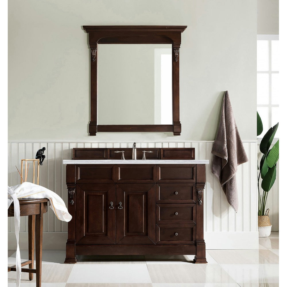 Brookfield 48" Single Vanity Burnished Mahogany w/3 CM Arctic Fall Surface Top