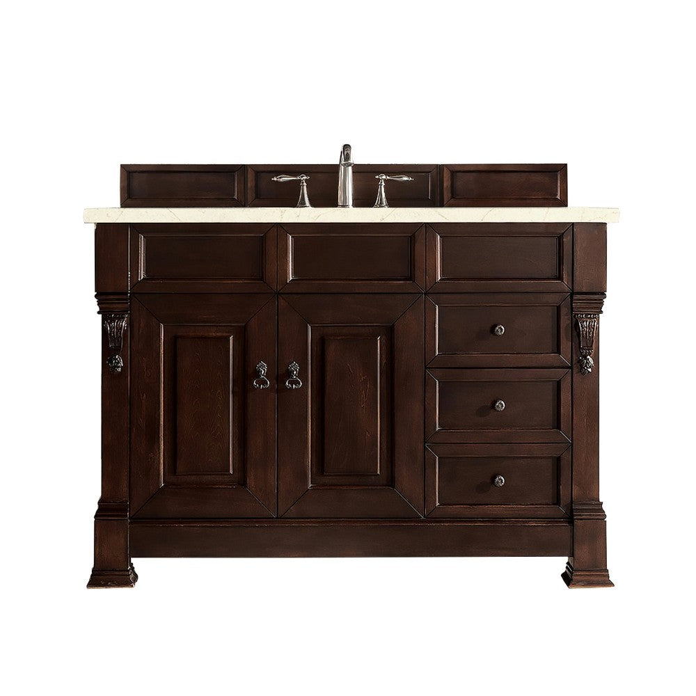 Brookfield 48" Single Vanity Burnished Mahogany w/3 CM Eternal Marfil Quartz Top