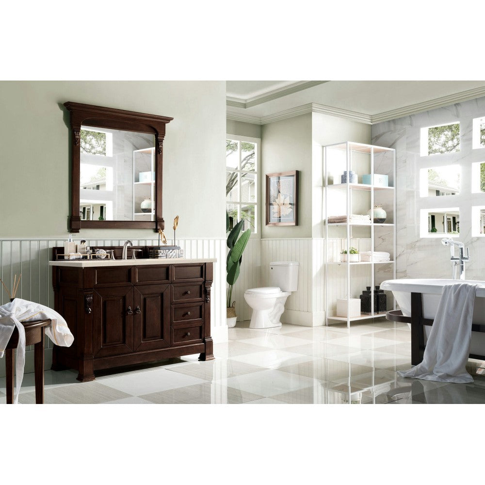 Brookfield 48" Single Vanity Burnished Mahogany w/3 CM Eternal Marfil Quartz Top