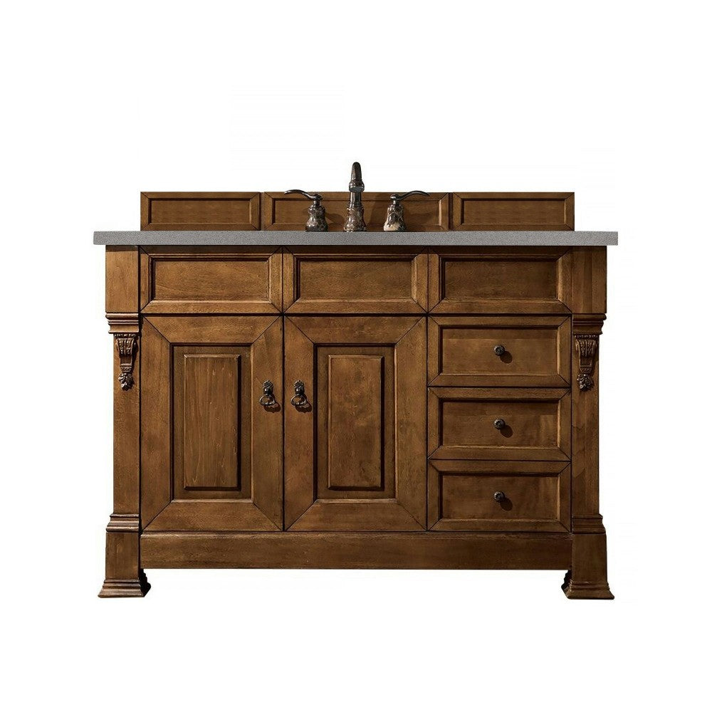 Brookfield 48" Single Vanity, Country Oak w/ 3 CM Gray Expo Quartz Top