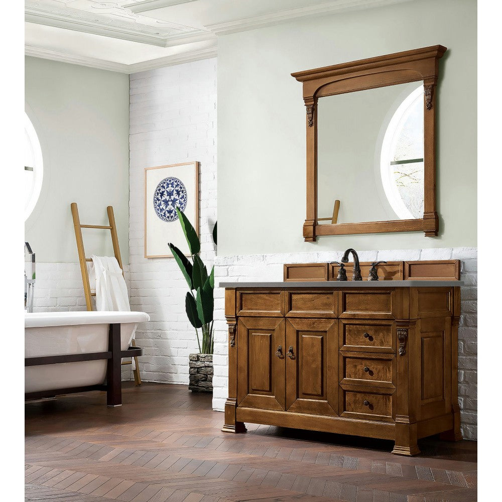 Brookfield 48" Single Vanity, Country Oak w/ 3 CM Gray Expo Quartz Top