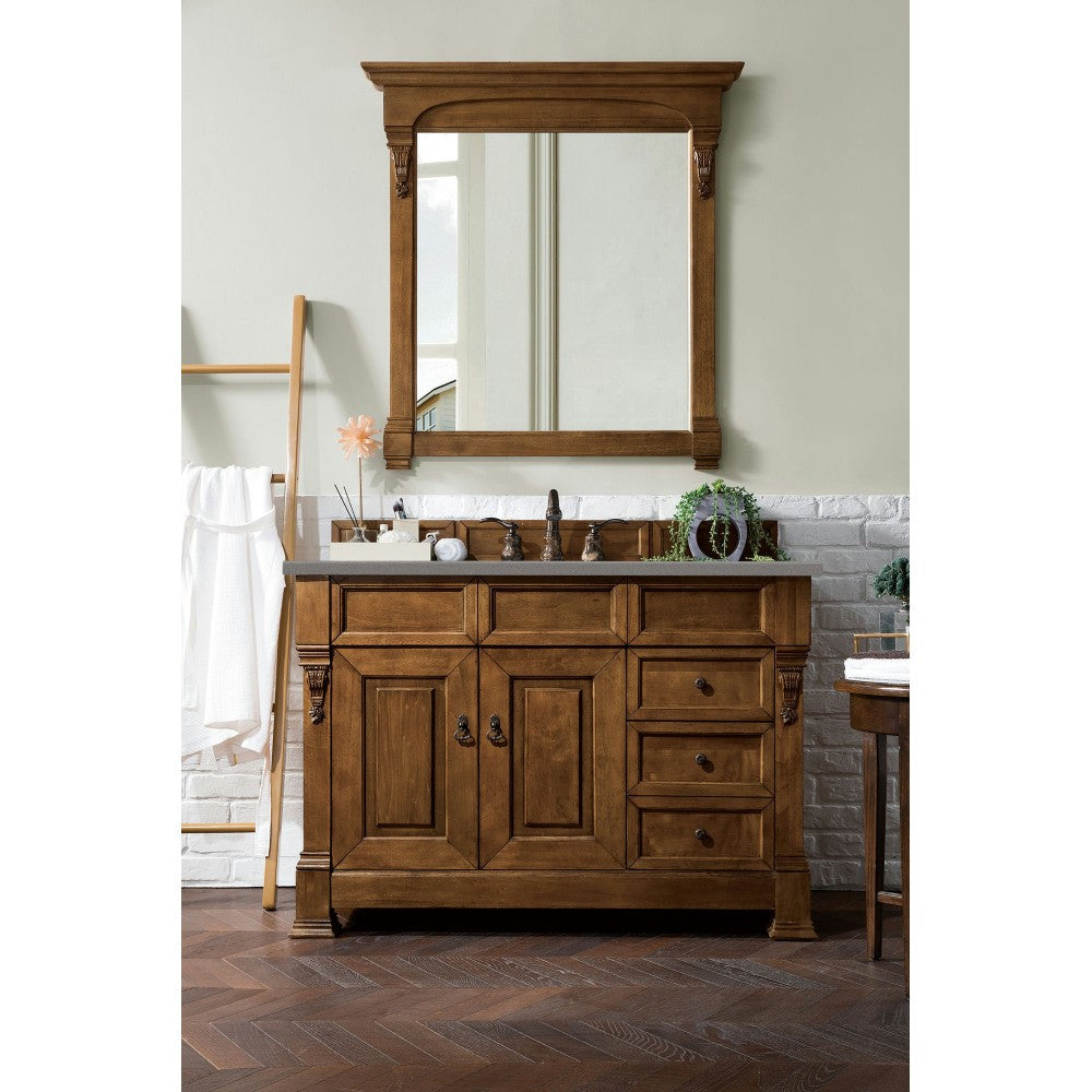 Brookfield 48" Single Vanity, Country Oak w/ 3 CM Gray Expo Quartz Top