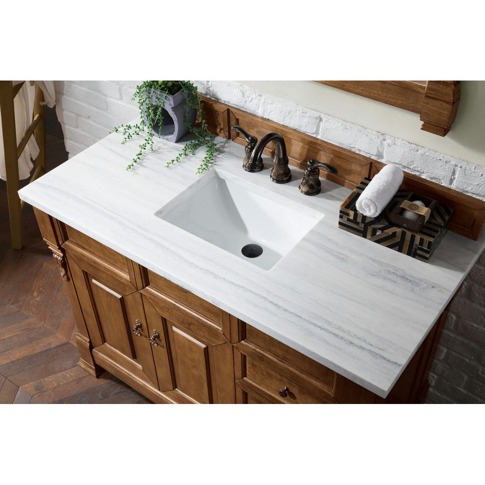 Brookfield 48" Single Vanity, Country Oak w/ 3 CM Arctic Fall Solid Surface Top