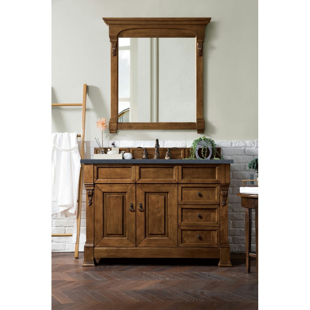 Brookfield 48" Single Vanity, Country Oak w/ 3 CM Charcoal Soapstone Quartz Top