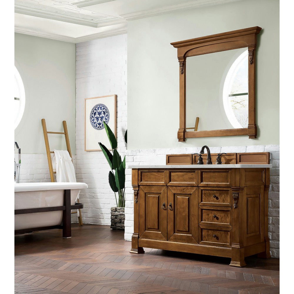 Brookfield 48" Single Vanity Country Oak w/ 3 CM Jasmine Pearl Quartz Top