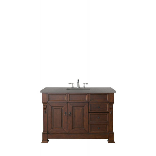 Brookfield 48" Single Vanity, Warm Cherry w/ 3 CM Gray Expo Quartz Top