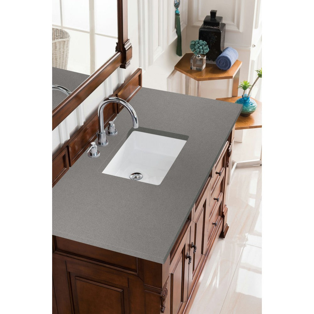 Brookfield 48" Single Vanity, Warm Cherry w/ 3 CM Gray Expo Quartz Top