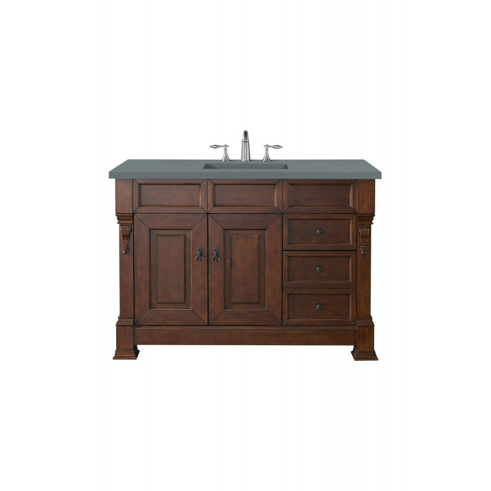 Brookfield 48" Single Vanity, Warm Cherry w/ 3 CM Cala Blue Quartz Top