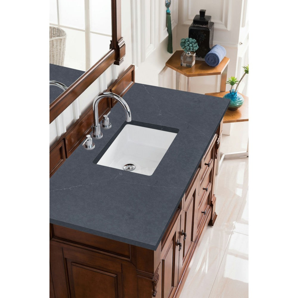 Brookfield 48" Single Vanity, Warm Cherry w/ 3 CM Charcoal Soapstone Quartz Top