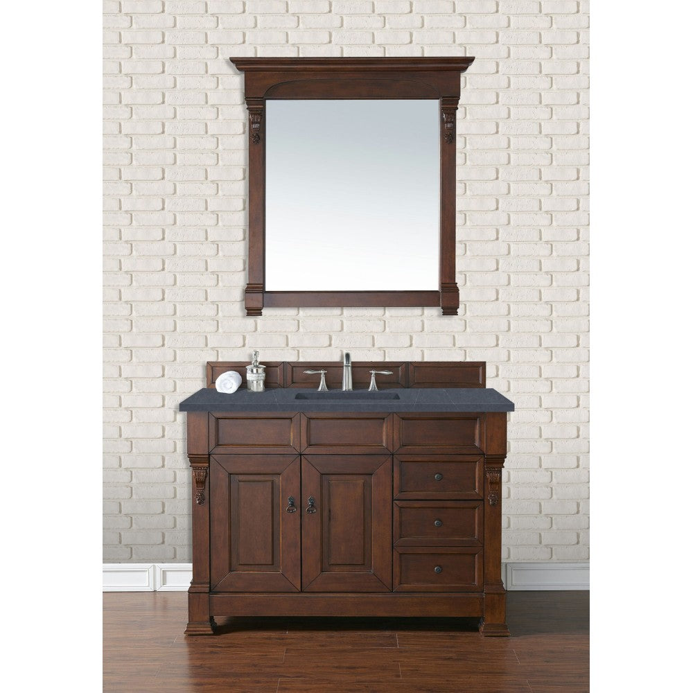 Brookfield 48" Single Vanity, Warm Cherry w/ 3 CM Charcoal Soapstone Quartz Top