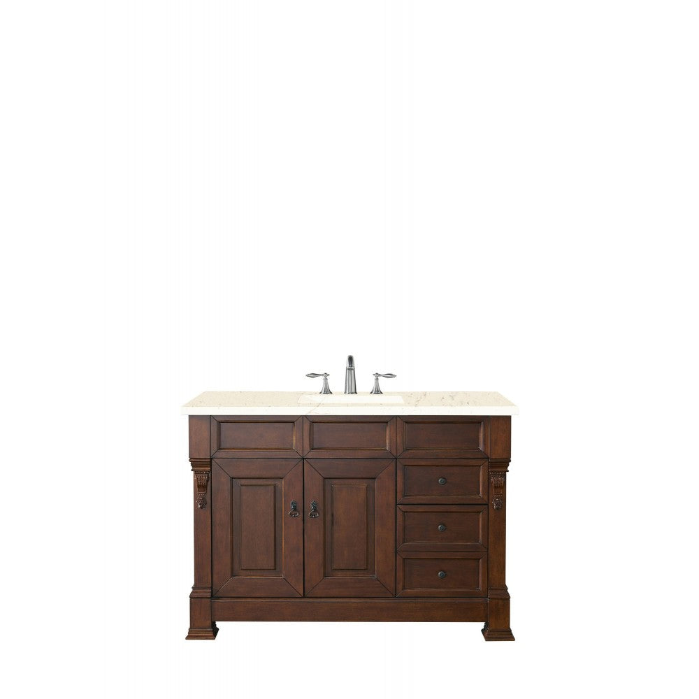 Brookfield 48" Single Vanity, Warm Cherry w/ 3 CM Eternal Marfil Quartz Top