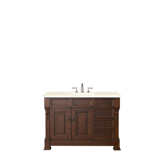 Brookfield 48" Single Vanity, Warm Cherry w/ 3 CM Eternal Marfil Quartz Top