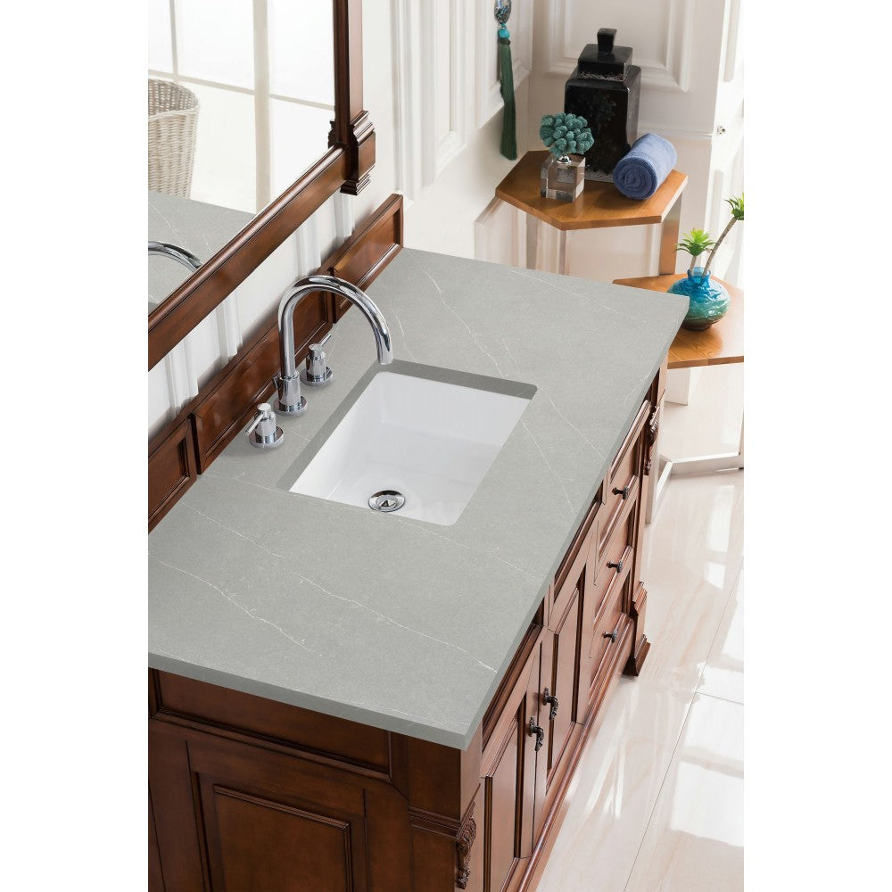 Brookfield 48" Single Vanity, Warm Cherry w/ 3 CM Eternal Serena Quartz Top