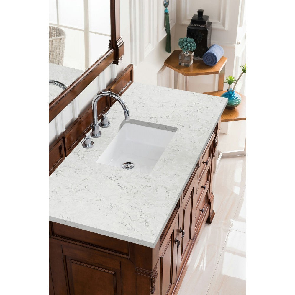 Brookfield 48" Single Vanity Warm Cherry w/ 3 CM Jasmine Pearl Quartz Top