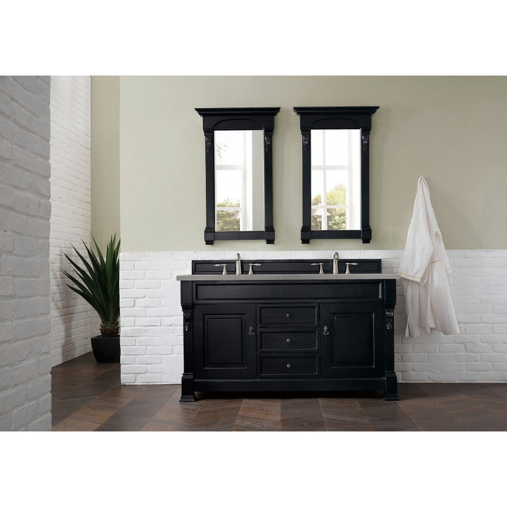 Brookfield 60" Double Vanity, Antique Black w/ 3 CM Gray Expo Quartz Top