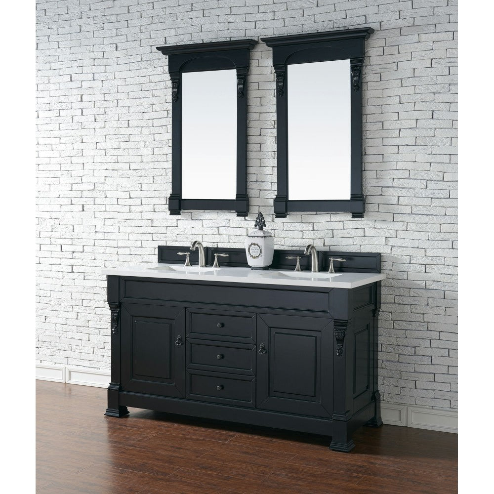 Brookfield 60" Double Vanity, Antique Black w/ 3 CM Classic White Quartz Top