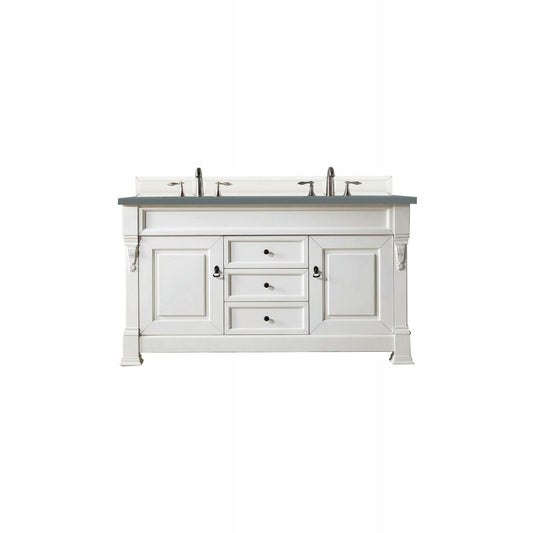 Brookfield 60" Double Vanity, Bright White w/ 3 CM Cala Blue Quartz Top