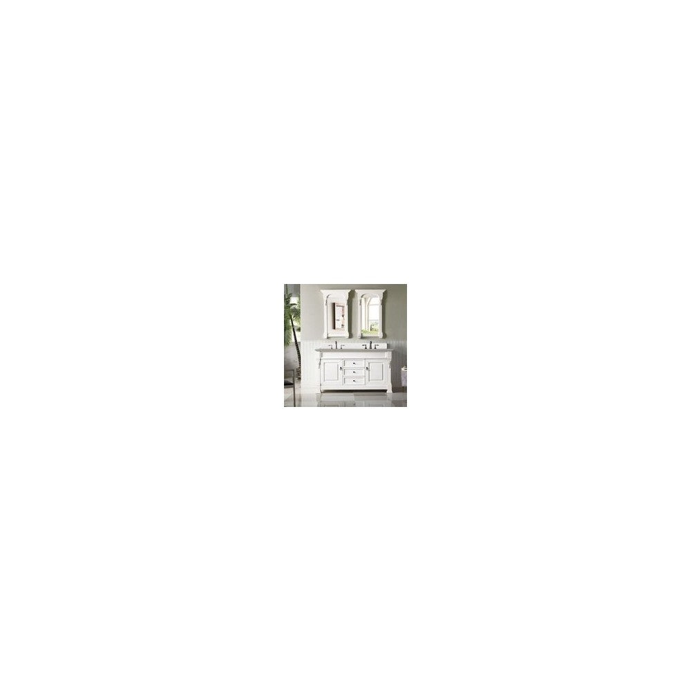 Brookfield 60" Double Vanity, Bright White w/ 3 CM Eternal Serena Quartz Top