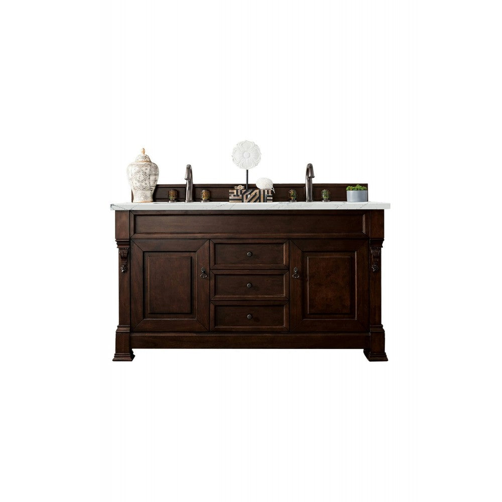 Brookfield 60" Double Vanity Mahogany w/3 CM Ethereal Noctis Quartz Top