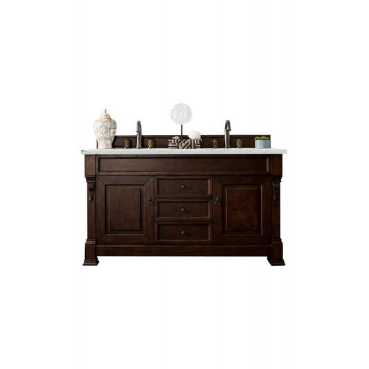 Brookfield 60" Double Vanity Mahogany w/3 CM Ethereal Noctis Quartz Top