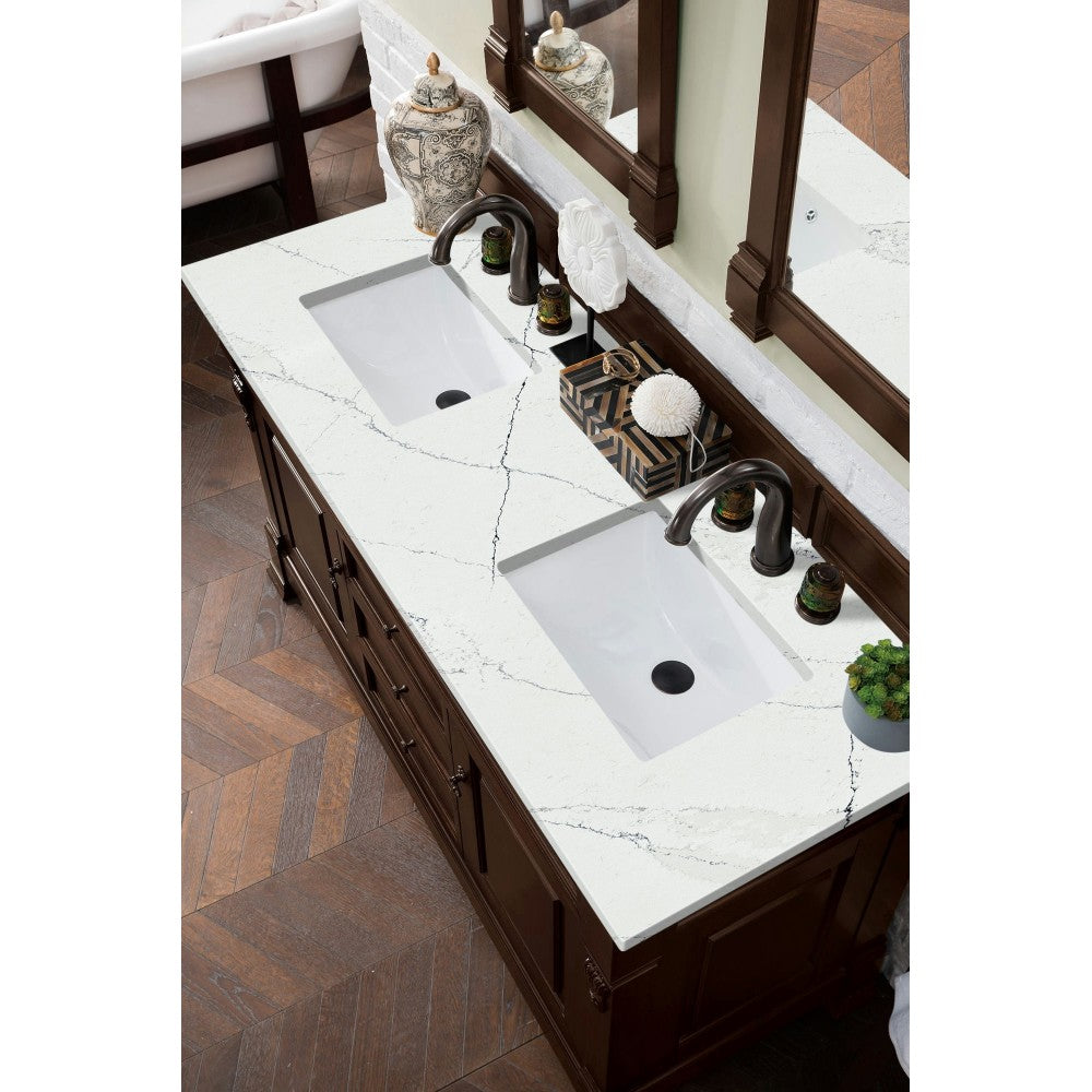 Brookfield 60" Double Vanity Mahogany w/3 CM Ethereal Noctis Quartz Top