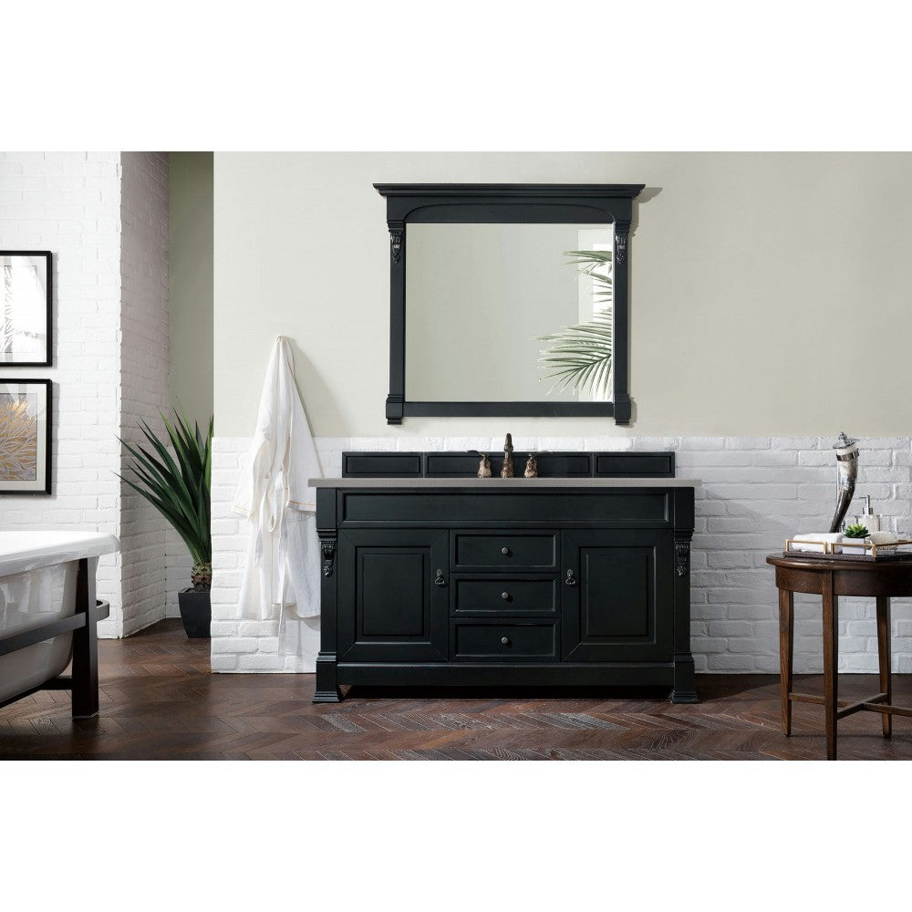 Brookfield 60" Single Vanity, Antique Black w/ 3 CM Gray Expo Quartz Top